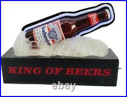 Vintage 1992 Budweiser Bottle On Ice Neon Sign