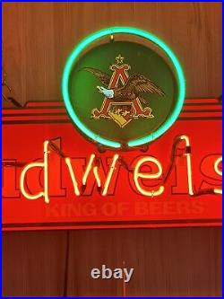 Vintage 1996 Budweiser King Of Beers Neon Promotional Store Bar Sign Works