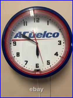 Vintage 20 AC Delco Neon Electric Shop Clock