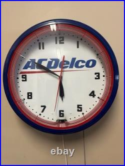 Vintage 20 AC Delco Neon Electric Shop Clock