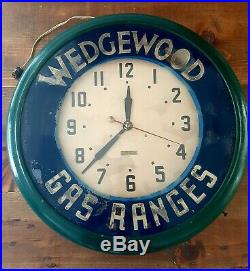 Vintage 21 Neon Advertising Clock Wedgewood Gas Ranges Neolite Oakland Ca