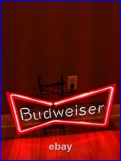 Vintage 29 Anheuser Busch BUDWEISER Beer Bow Tie Neon Bar Advertising Sign USA