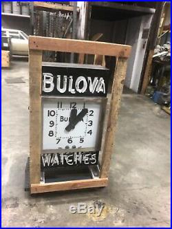 Vintage 2 Sided Rebuilt Restored Bulova Watch Sidewalk Hanging Neon Sign Clock