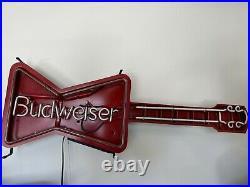 Vintage 41 Budweiser Beer Advertising Lighted Neon Light Guitar Bowtie Sign
