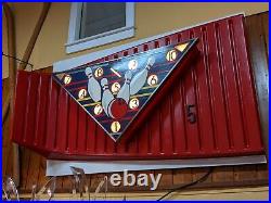 Vintage 60's AMF Magic Triangle BOWLING ALLEY Lighted Pin NEON Painted Sign 66