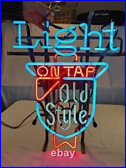 Vintage 70s Heilman's Old Style Light On Tap Neon Sign Light Bar Man Cave Works