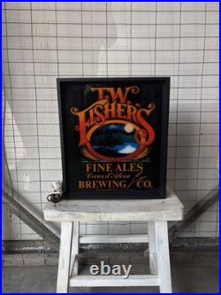 Vintage 80s/90s TW Fishers Brewery Co Neon Light Up Beer Sign Coeur D'alene ID