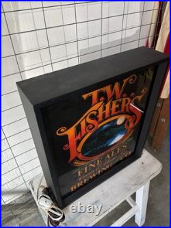 Vintage 80s/90s TW Fishers Brewery Co Neon Light Up Beer Sign Coeur D'alene ID