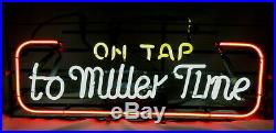 Vintage 90s On Tap to Miller Time Bar Man Cave Neon Sign Franceformer