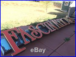 Vintage 9ft Neon FASCINATIONS SignRed Channel Letters on RacewayWith Gold Trimcap
