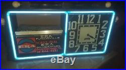 Vintage Action Ad Clock Neon Sign With Flip Over Messages Neon Tube Antique