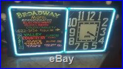 Vintage Action Ad Clock Neon Sign With Flip Over Messages Neon Tube Antique