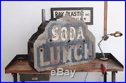 Vintage Antique Neon Soda Lunch Diner Advertising Sign Original Art Deco 1920s
