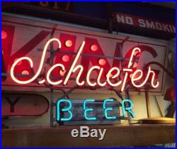 Vintage Antique SCHAEFER Beer Sign -Bright Red & Blue neon -withoriginal Box