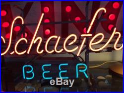 Vintage Antique SCHAEFER Beer Sign -Bright Red & Blue neon -withoriginal Box