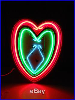 Vintage Antique Wood Heart 3 Color Neon Love Sign 26 x 18 Franceformer Brothel