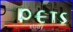 Vintage Art Deco Neon Sign PETS Two Colors Shipping Available