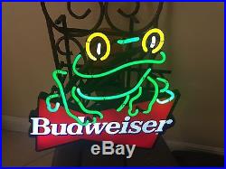 Vintage Authentic Budweiser Frog Neon Beer Sign Real Thing From 1995. Original