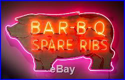 Vintage BBQ Spare Ribs Pig Neon Sign