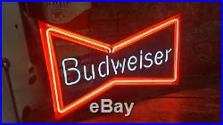 Vintage BUDWEISER Beer Bow Tie Neon Bar Advertising Sign RARE