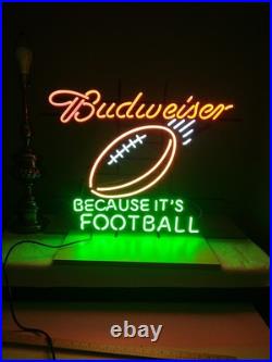 Vintage BUDWEISER Neon Sign Because It's Football Red/Green/White Display Lamp Vintage BUDWEISER Neon Sign Because It's Football Red/Green/White Display Lamp