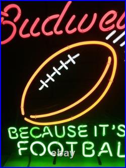 Vintage BUDWEISER Neon Sign Because It's Football Red/Green/White Display Lamp Vintage BUDWEISER Neon Sign Because It's Football Red/Green/White Display Lamp