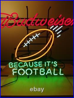 Vintage BUDWEISER Neon Sign Because It's Football Red/Green/White Display Lamp Vintage BUDWEISER Neon Sign Because It's Football Red/Green/White Display Lamp