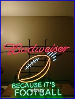 Vintage BUDWEISER Neon Sign Because It's Football Red/Green/White Display Lamp Vintage BUDWEISER Neon Sign Because It's Football Red/Green/White Display Lamp