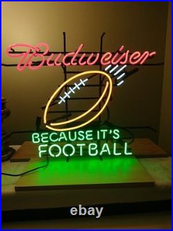 Vintage BUDWEISER Neon Sign Because It's Football Red/Green/White Display Lamp Vintage BUDWEISER Neon Sign Because It's Football Red/Green/White Display Lamp