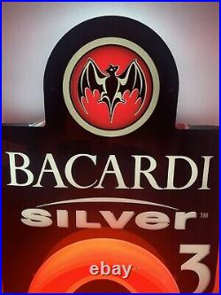 Vintage Bacardi Silver O3 Neon Light Sign 28x15 Tested And Working Perfectly