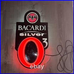 Vintage Bacardi Silver O3 Neon Light Sign Tested And Working