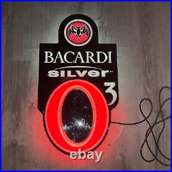 Vintage Bacardi Silver O3 Neon Light Sign Tested And Working