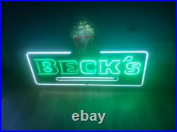 Vintage Beck's Neon Sign Green / White Vintage FREE SHIPPING