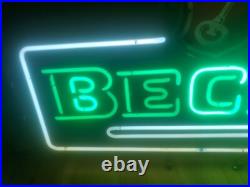 Vintage Beck's Neon Sign Green / White Vintage FREE SHIPPING