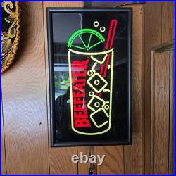 Vintage Beefeater Gin Light Up Faux Neon Cocktail Bar Sign Glass Graphic