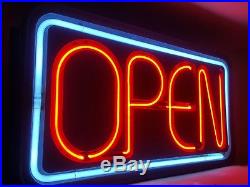 Vintage Big Neon Open Sign Restaurant Business Bar 31x16x4 Made In USA Collectib