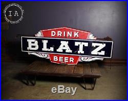 Vintage Blatz Beer Neon Advertising Sign Double Sided Porcelain Enamel