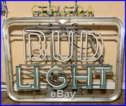 Vintage Bud Light Cerveza Everbrite Neon Beer Sign