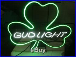 Vintage Bud Light Shamrock Neon Lighted Bar Sign