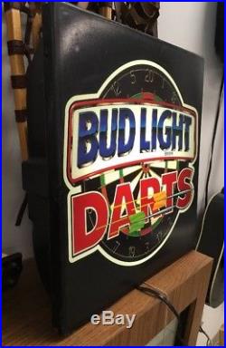 Vintage Bud Light Up Darts Sign 18x18 1994 Original Lite Anheuser-Busch Neon