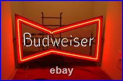 Vintage Budweiser Beer Bow Tie Neon Light Sign 30 x 19 Bar Rec Room Mancave