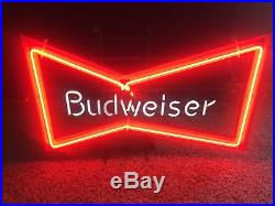 Vintage Budweiser Beer Neon Light Bar Sign Bowtie 30 x 20