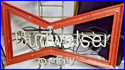 Vintage Budweiser Bow Tie Neon Light Bar Sign 42x26 Free Shipping
