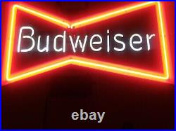 Vintage Budweiser Bowtie Bow Tie Real Neon Sign Beer Bar Light, Working