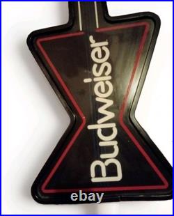 Vintage Budweiser Guitar Neon Light Up Sign Anheuser Busch Bar Beer 1980s 1990