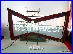 Vintage Budweiser Neon Light Sign, Original Bud Bar Bowtie Advertising, Rare Tran