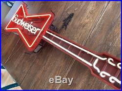 Vintage Budweiser Neon Sign 1987 Bowtie Guitar