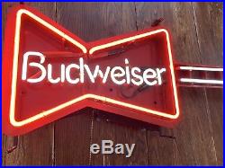 Vintage Budweiser Neon Sign 1987 Bowtie Guitar