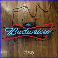 Vintage Budweiser Neon Sign Bowtie Bar Mancave 24 x 12 RARE VGC
