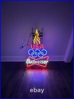 Vintage Budweiser Team USA Olympics Neon Bar Sign